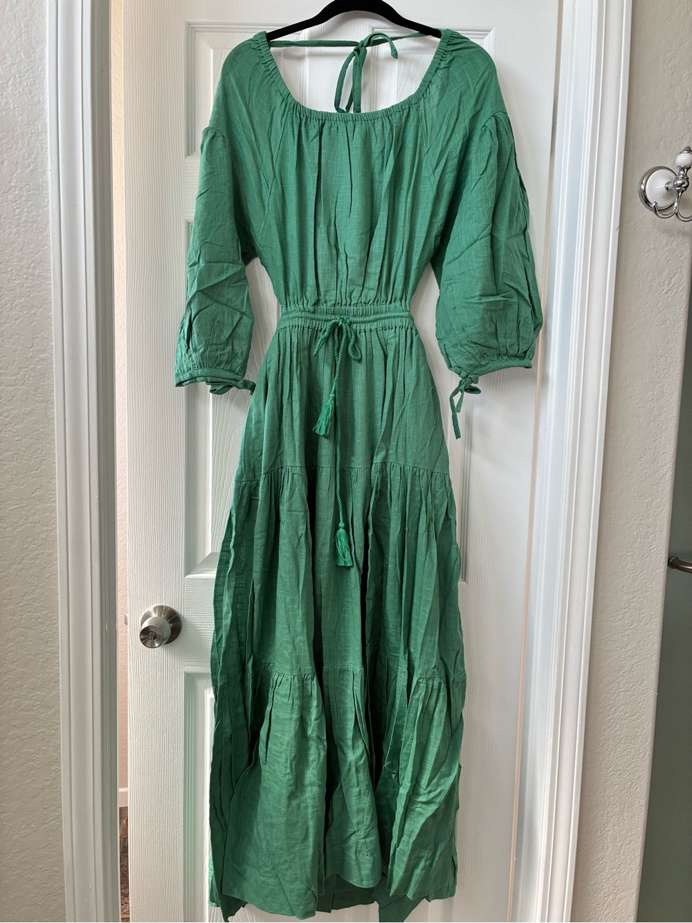 Free People Green Tiered Backless Maxi Dress